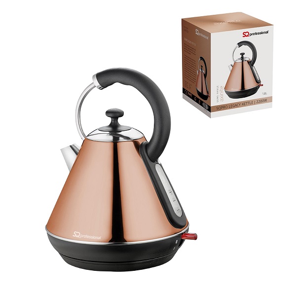 SQ Legacy Cordless Electric Kettle, Fast Boil, 2200W 1.8L Copper